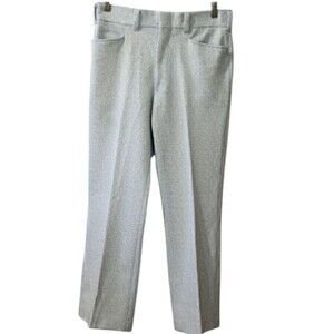 Vintage Blue & White Textured 70s Mens Dress Pants 34" x 29"